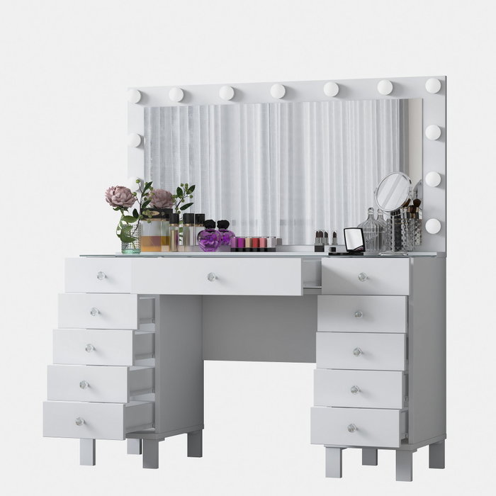 Hanah Home Mesa de Maquillaje BJ137 - 3847 Blanca con 13 Focos Hanah Home Mesa de Maquillaje BJ137 - 3847 Blanca con 13 Focos
